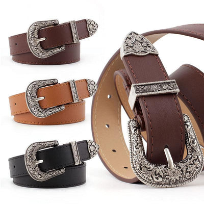 Vintage Cowboy Woman Leather Belt