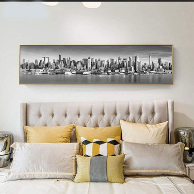 Vintage New York Black And White Large Canvas Print