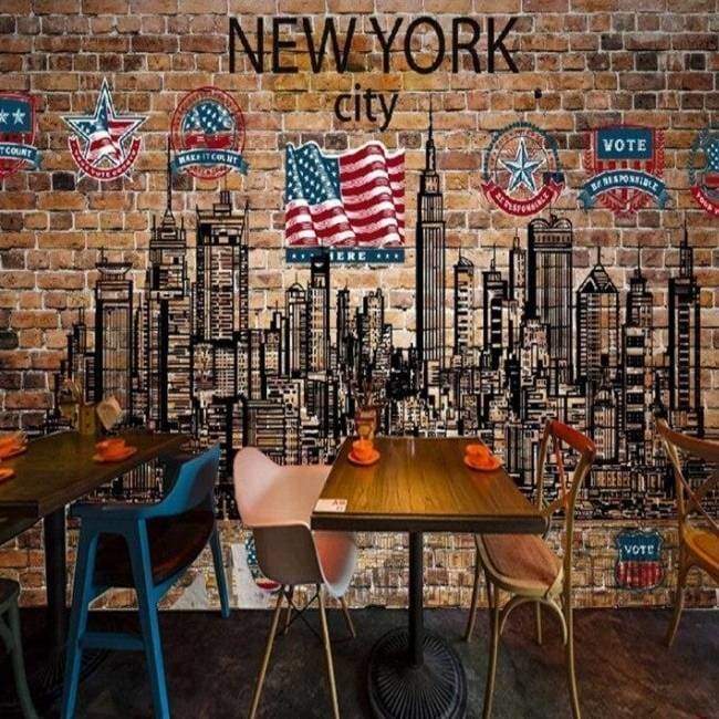 Vintage New York Brick Wallpaper