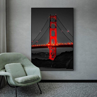 Golden Bridge Gate Vintage Canvas Print