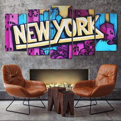 New York Graffiti Vintage Canvas Print