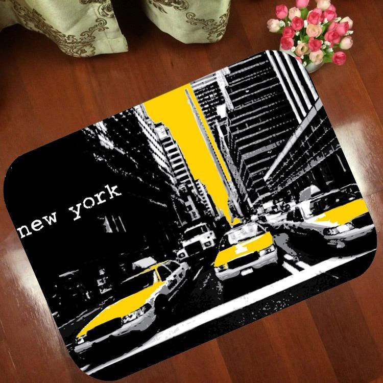 Vintage New York Yellow And Gray Rug