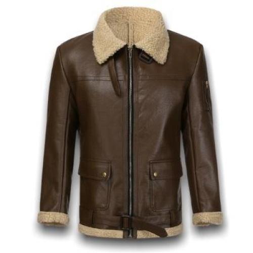 Men's Leather Vintage Teddy Jacket